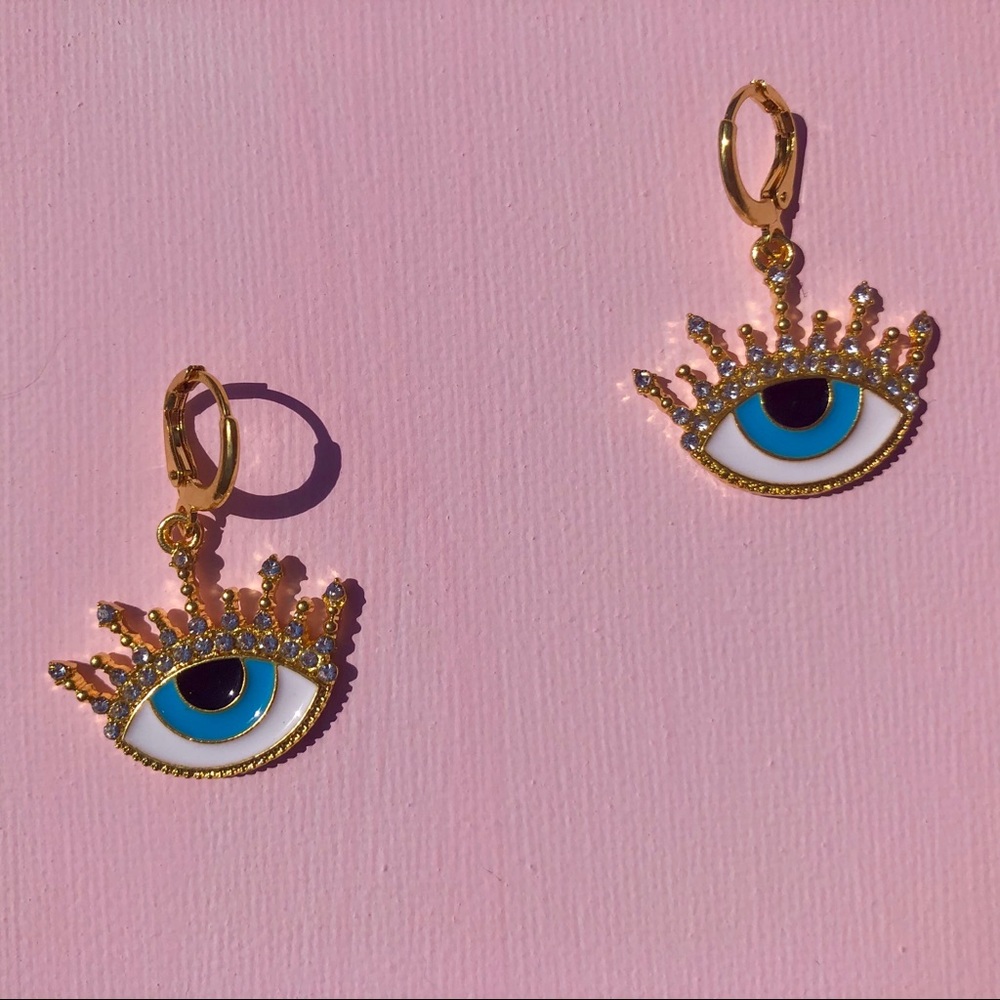 Ellis all seeing eye gold earrings